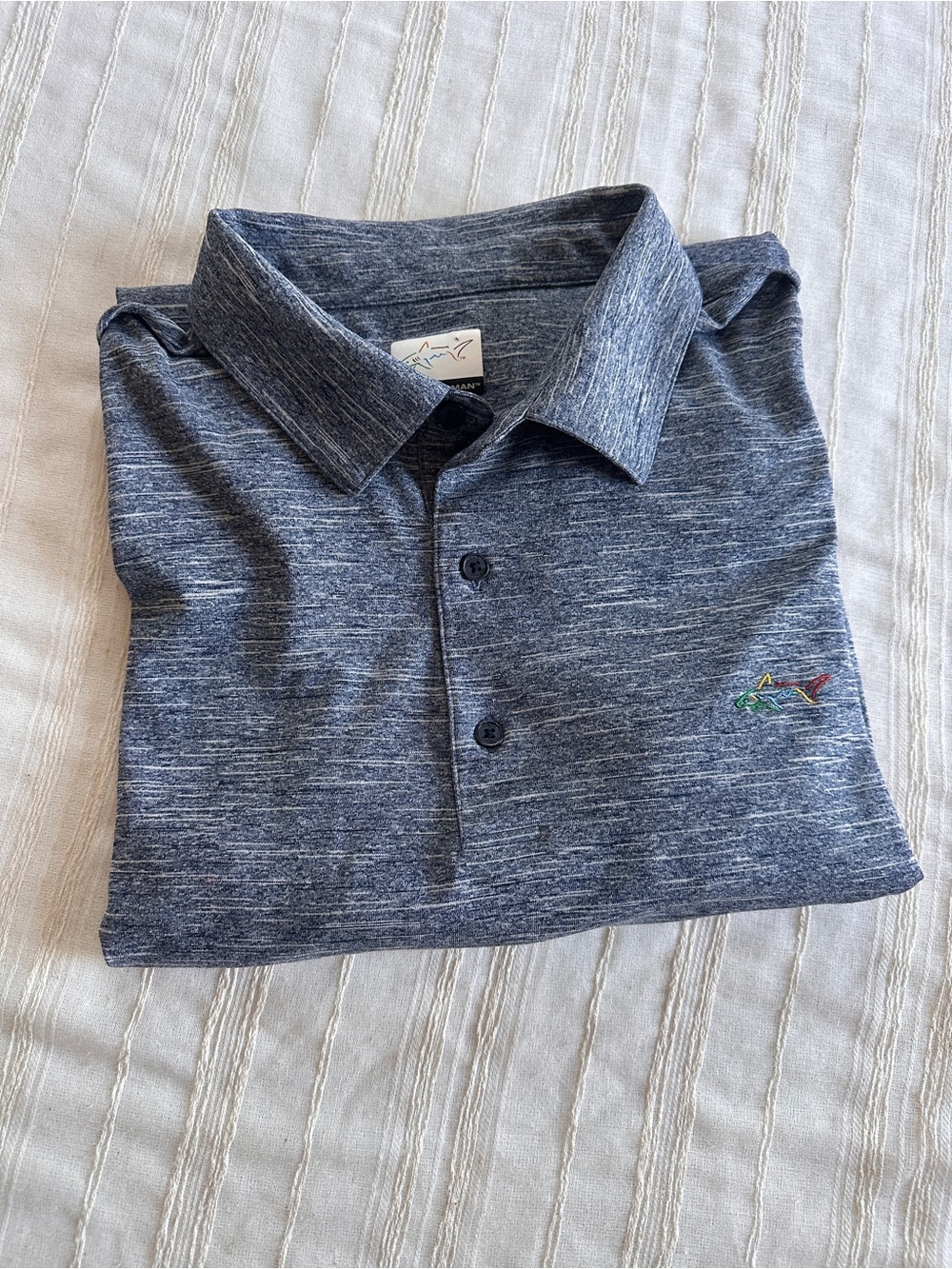 GREG NORMAN Play Dry Heather Blue Performance Polo | Men’s XL